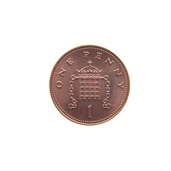 One Penny coin isolated over a white background