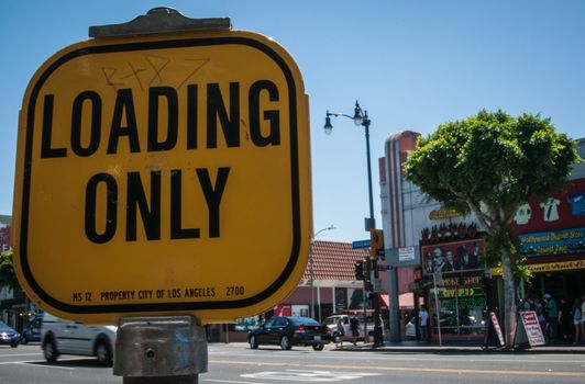 Hollywood  loading only sign on street near the boulevart 2013