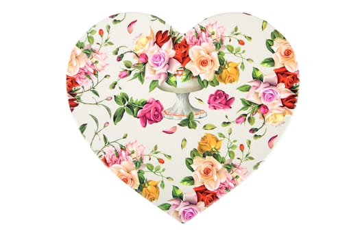 Heart with flowers on a white background.