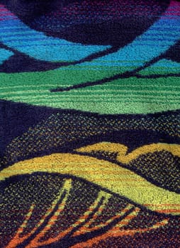Dark texture terry cloth with bright abstract pattern