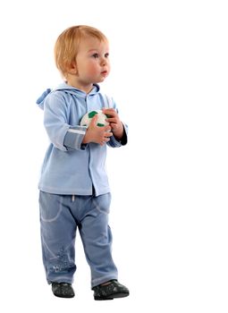 Little boy with soccer ball in his hands