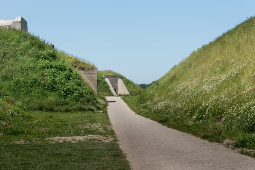 old bunkers from first world war in helleovetsluis netherlands