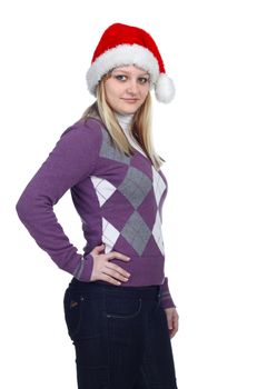 Portrait of a young women in santa's hat