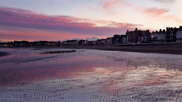 Sunset over the beach in Dorset