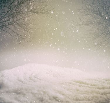 Snowy nature winter background