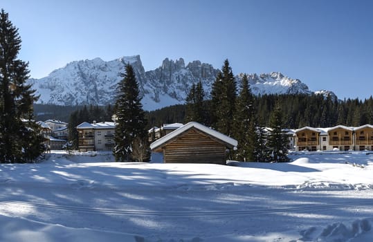 Karersee and Mount Latemar, winter landscape - Dolomiti - Italy