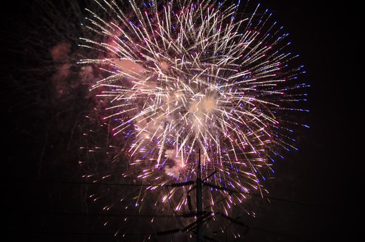 celebrate festival fire work on black sky background