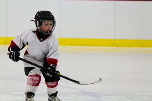 Child playing ice hockey