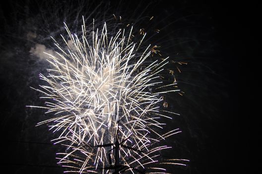 celebrate festival fire work on black sky background