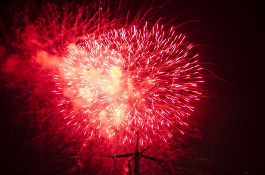 celebrate festival fire work on black sky background