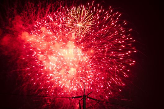 celebrate festival fire work on black sky background