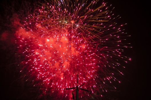 celebrate festival fire work on black sky background