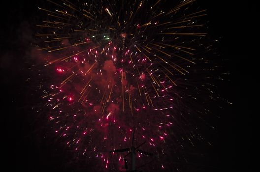 celebrate festival fire work on black sky background