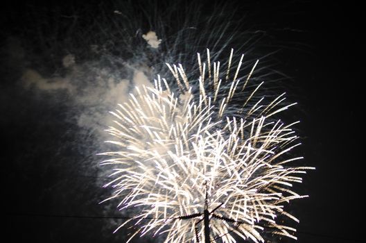 celebrate festival fire work on black sky background