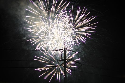 celebrate festival fire work on black sky background