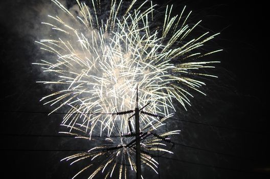 celebrate festival fire work on black sky background