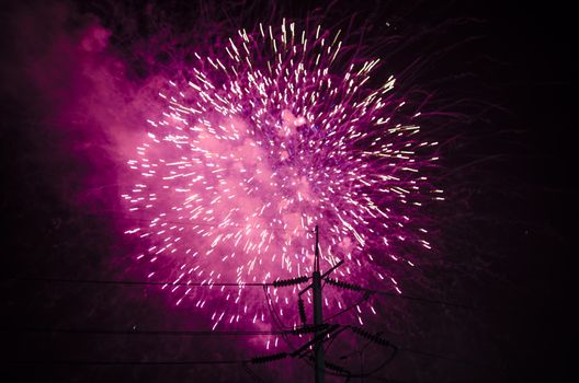 celebrate festival fire work on black sky background