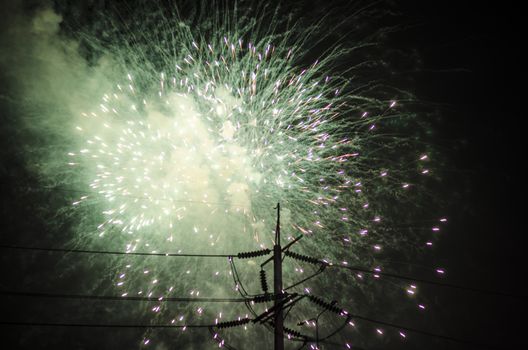 celebrate festival fire work on black sky background