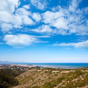 denia in Alicante aerial view Valencian Community of spain with Mediterranean sea