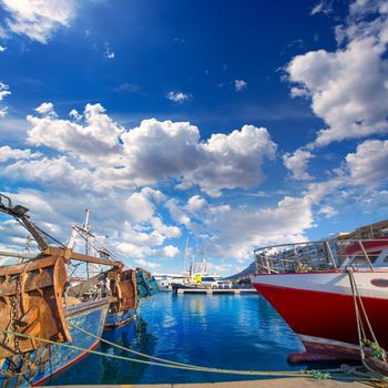 Denia Alicante port with blue summer sky in Spain at Valencian community