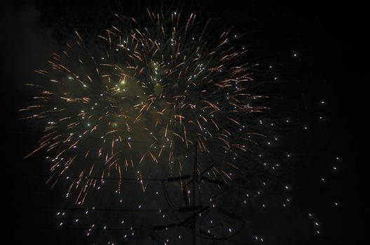 celebrate festival fire work on black sky background