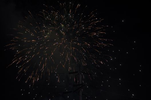 celebrate festival fire work on black sky background