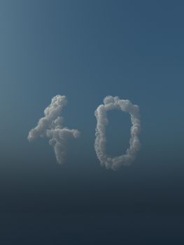 clouds makes the shape of number forty - 3d illustration
