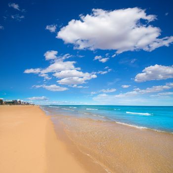 Gandia Beach sand in Mediterranean Sea of Spain at Valencian Community