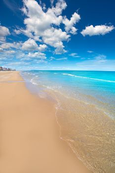 Gandia Beach sand in Mediterranean Sea of Spain at Valencian Community