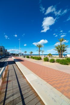 Gandia Beach sand in Mediterranean Sea of Spain at Valencian Community