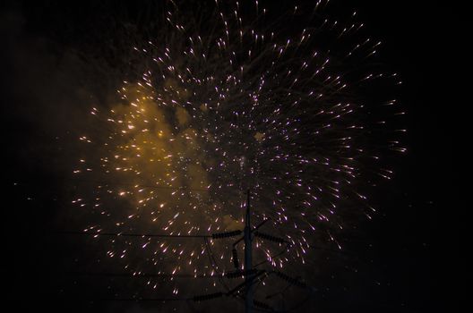 celebrate festival fire work on black sky background