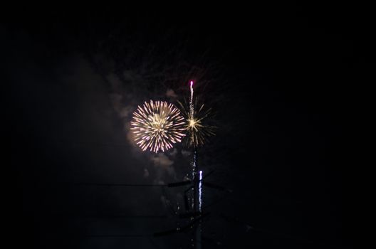 celebrate festival fire work on black sky background