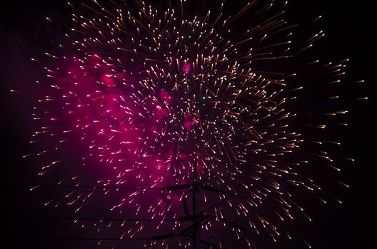 celebrate festival fire work on black sky background