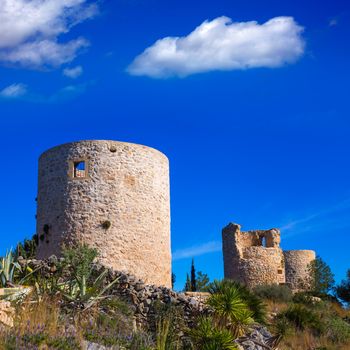 Javea denia San antonio Cape old windmills masonry structure in Alicante province spain