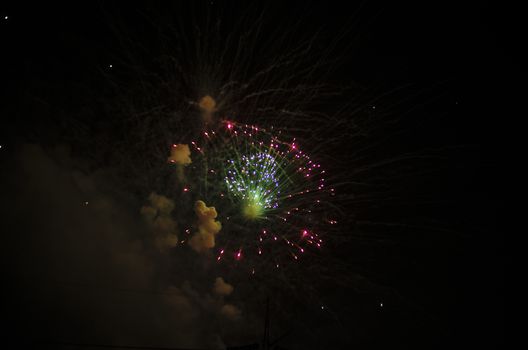 celebrate festival fire work on black sky background