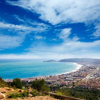 Javea in Alicante aerial view Valencian Community of spain with Mediterranean sea