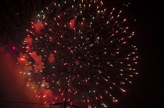 celebrate festival fire work on black sky background