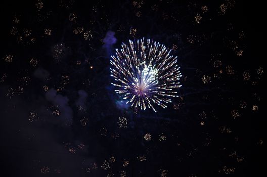 celebrate festival fire work on black sky background