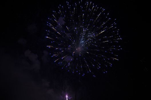 celebrate festival fire work on black sky background