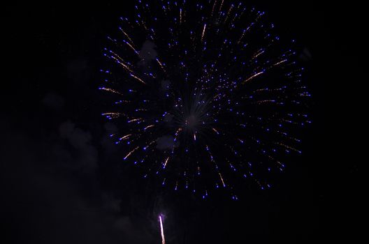 celebrate festival fire work on black sky background