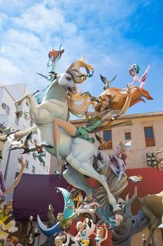 Fallas is a popular fest in Valencia Spain with figures that will be burned in March 19 night