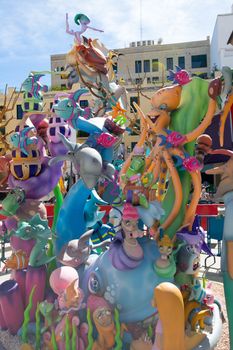 Fallas is a popular fest in Valencia Spain with figures that will be burned in March 19 night