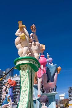 Fallas is a popular fest in Valencia Spain with figures that will be burned in March 19 night