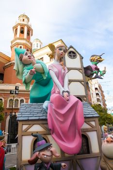 Fallas is a popular fest in Valencia Spain with figures that will be burned in March 19 night