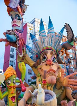 Fallas is a popular fest in Valencia Spain with figures that will be burned in March 19 night