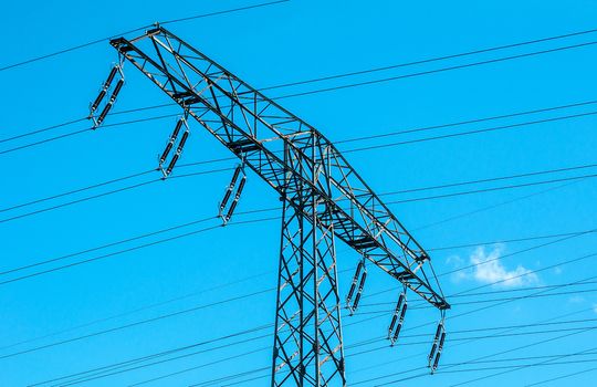 view of a Transmission tower on a sunny day