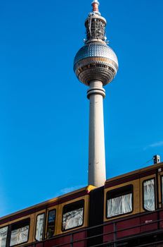 view of the high Fernsehturm in Berlin