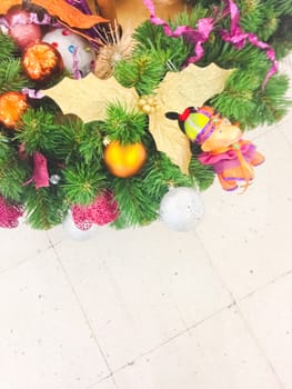 bokeh blurred out of focus background Christmas fir tree