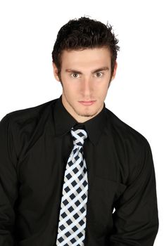 Attractive male model on a white background