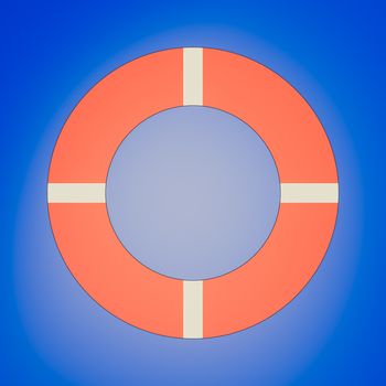 Retro looking Life buoy isolated over a blue background